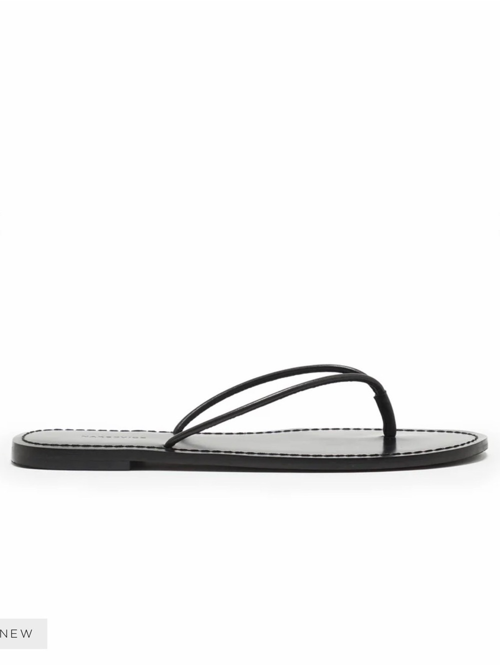 Black Minimal Double-Strap Leather Flip Flop